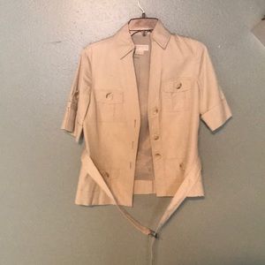 Tan Belted Blouse with Pockets- Michael Kors